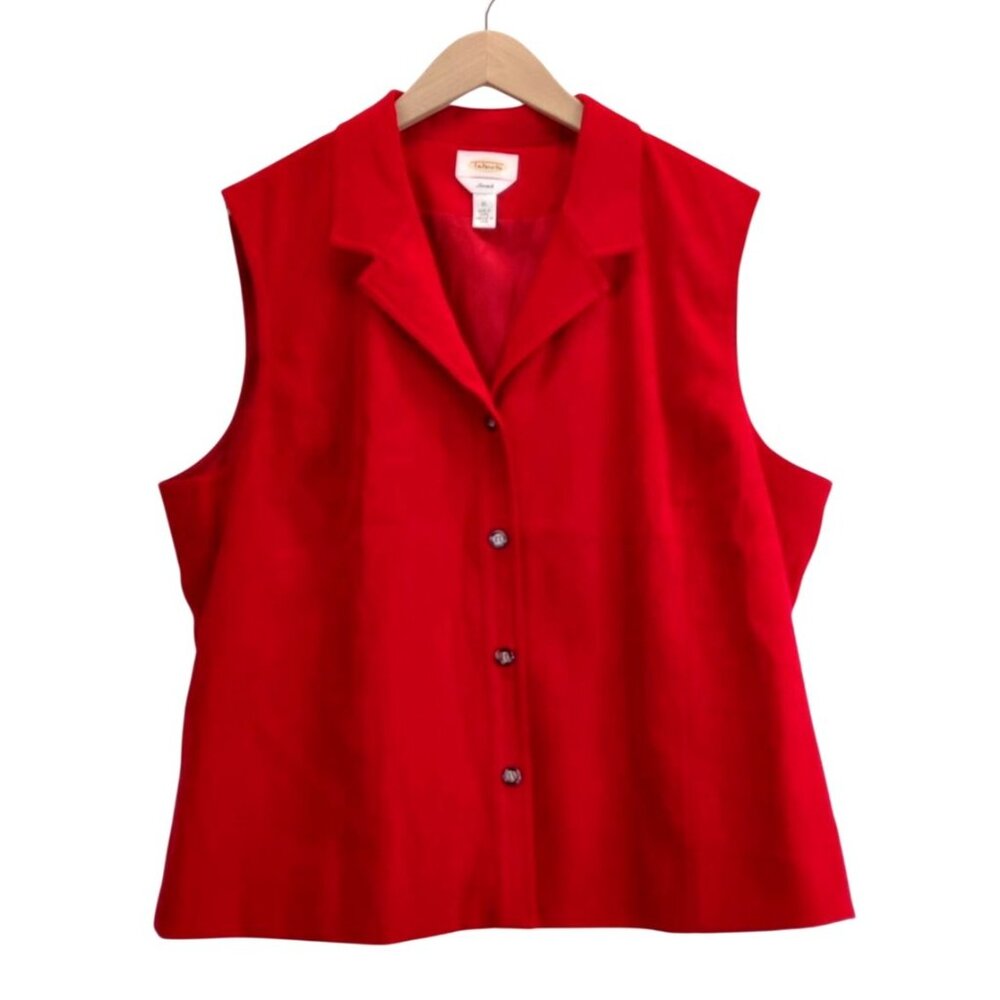 Womens Vest Mid-Lenght Red XL Talbots Career Wear Western Casual Button Front